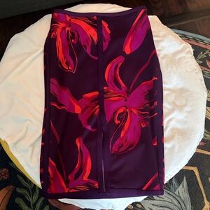 Worthington Purple and Red Floral Midi Skirt